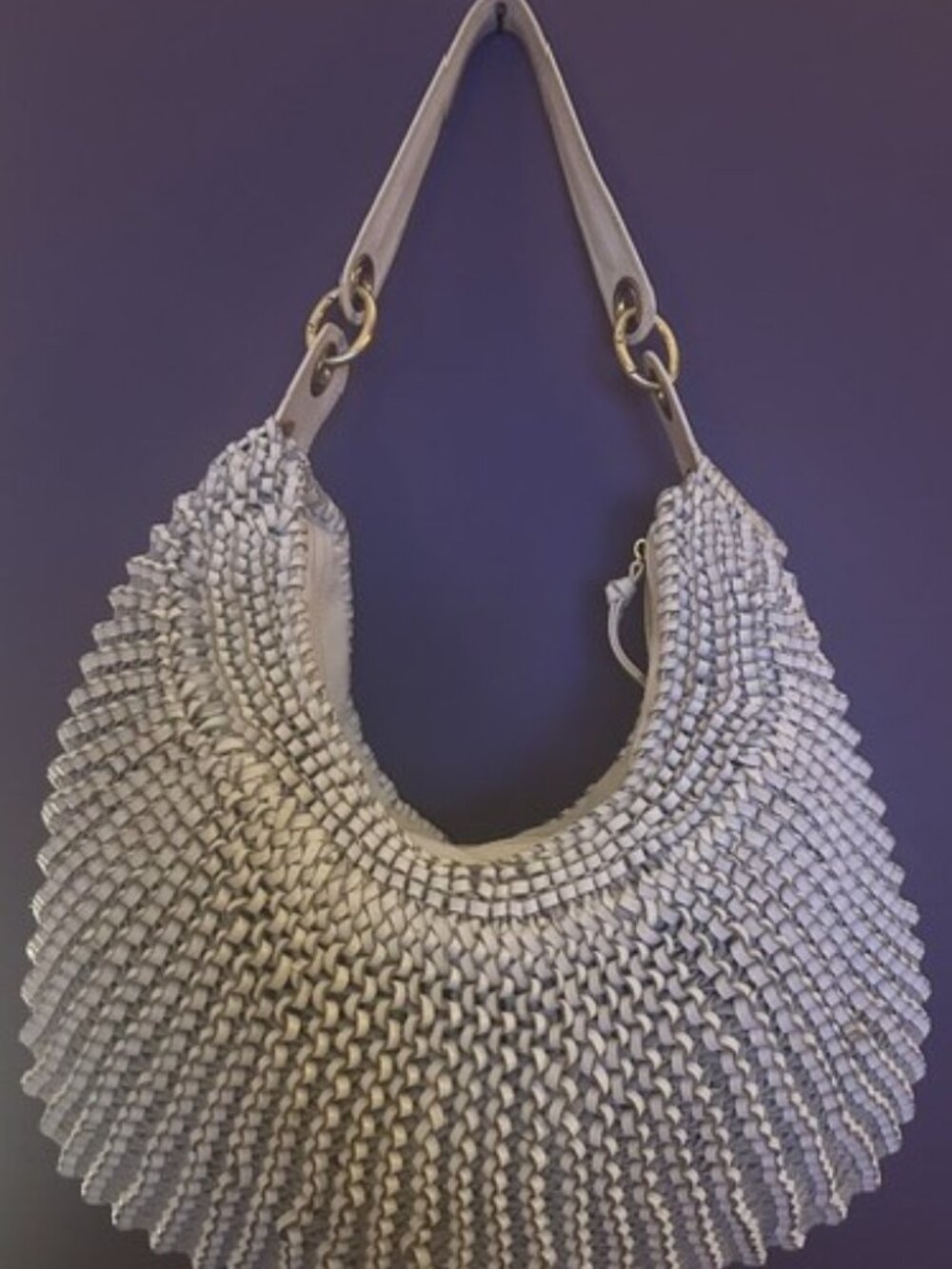 Diane von Furstenberg (DVF) Stephanie Woven Leather Hobo Bag
